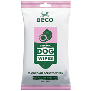 Beco Bamboo Dog Travel Wipes Coconut Scented