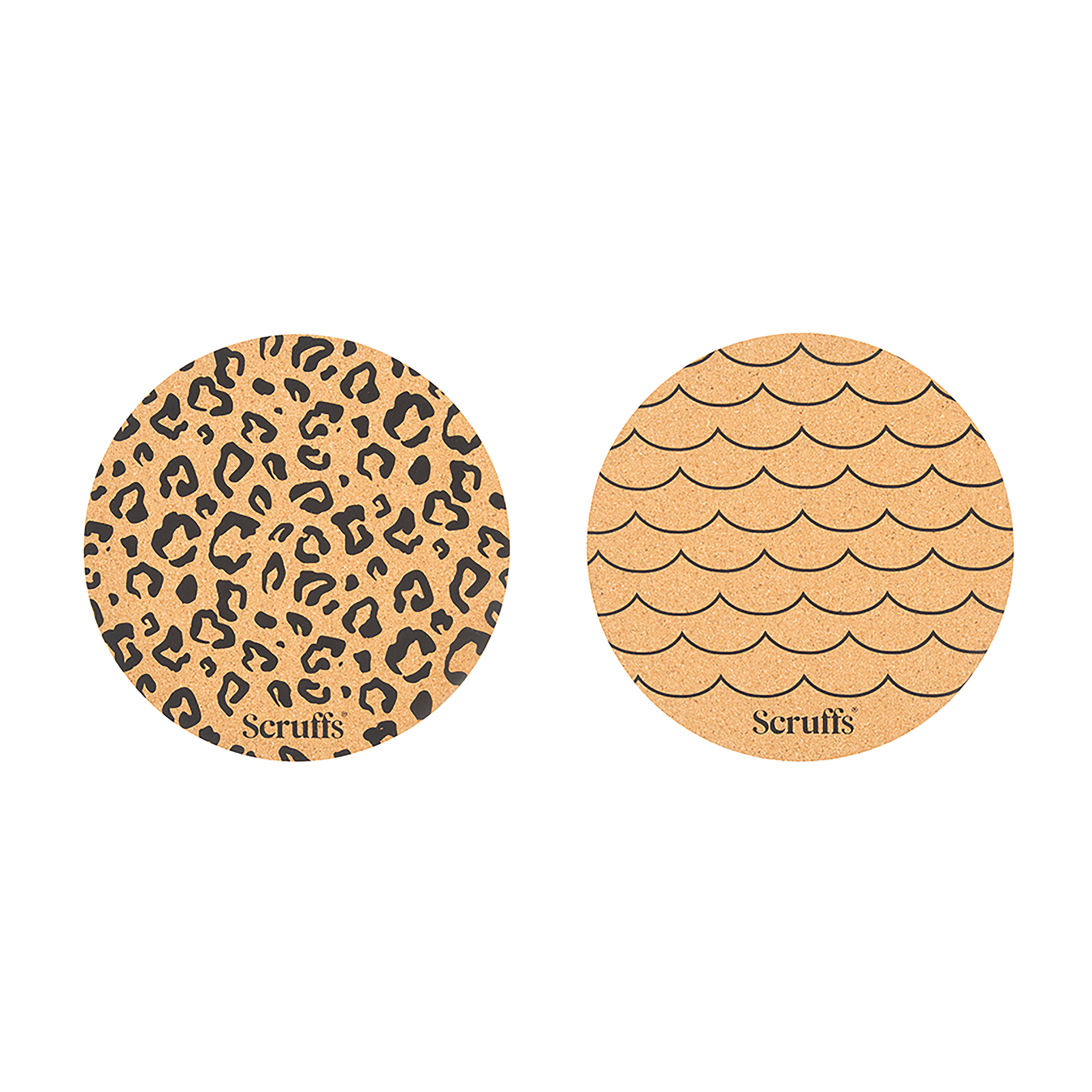 Scruffs Cork Pet Placemats Round Leopard Print