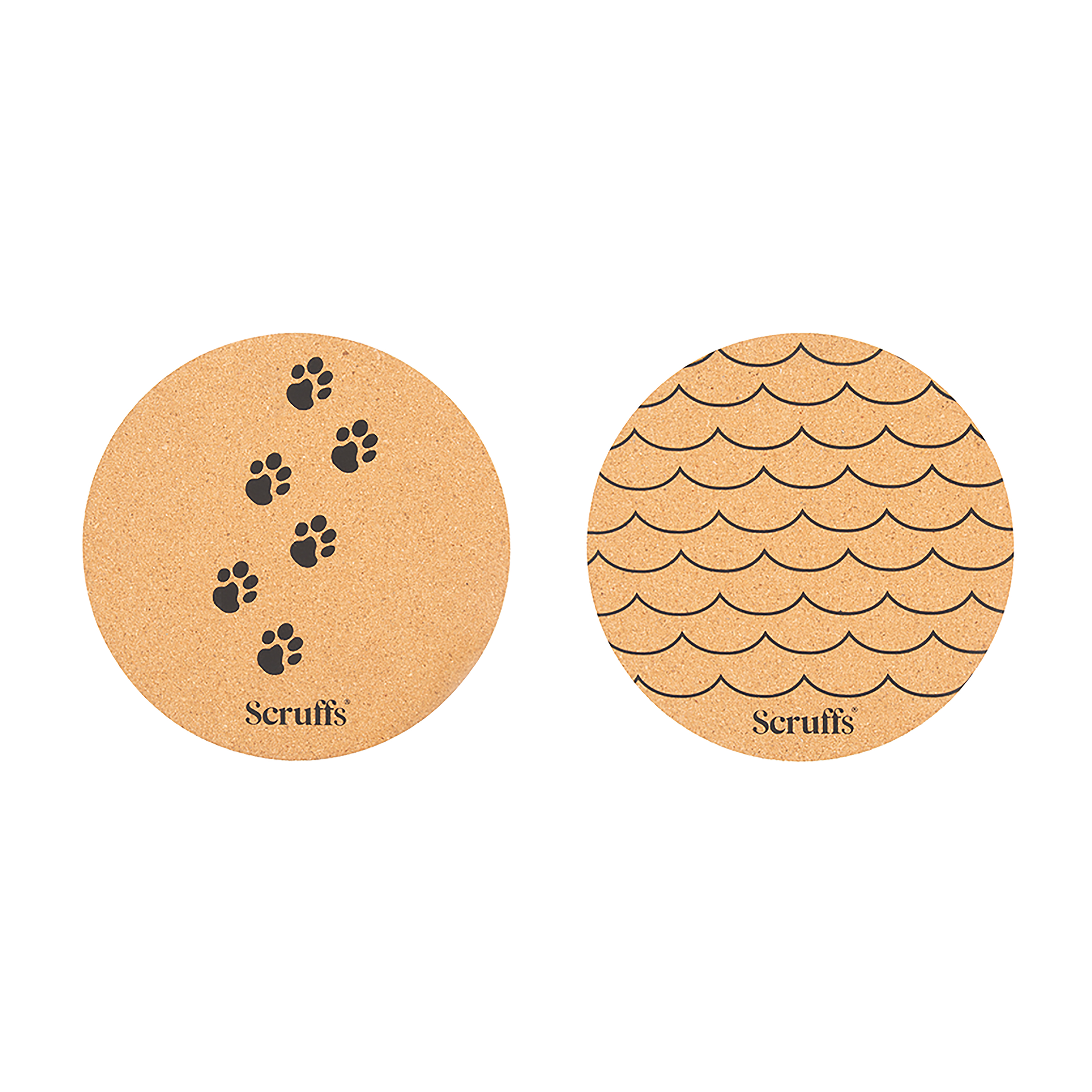 Scruffs Cork Pet Placemats Round Paw Print
