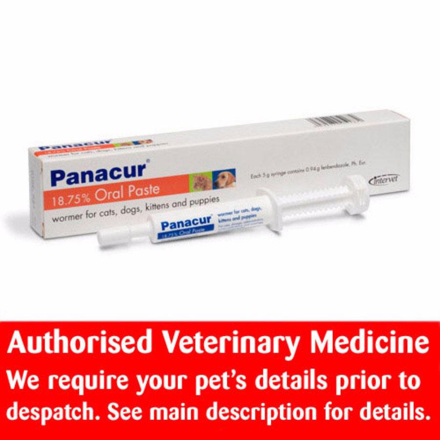 Panacur Worming Paste 18.75 for Cats Kittens Dogs Puppies 5g