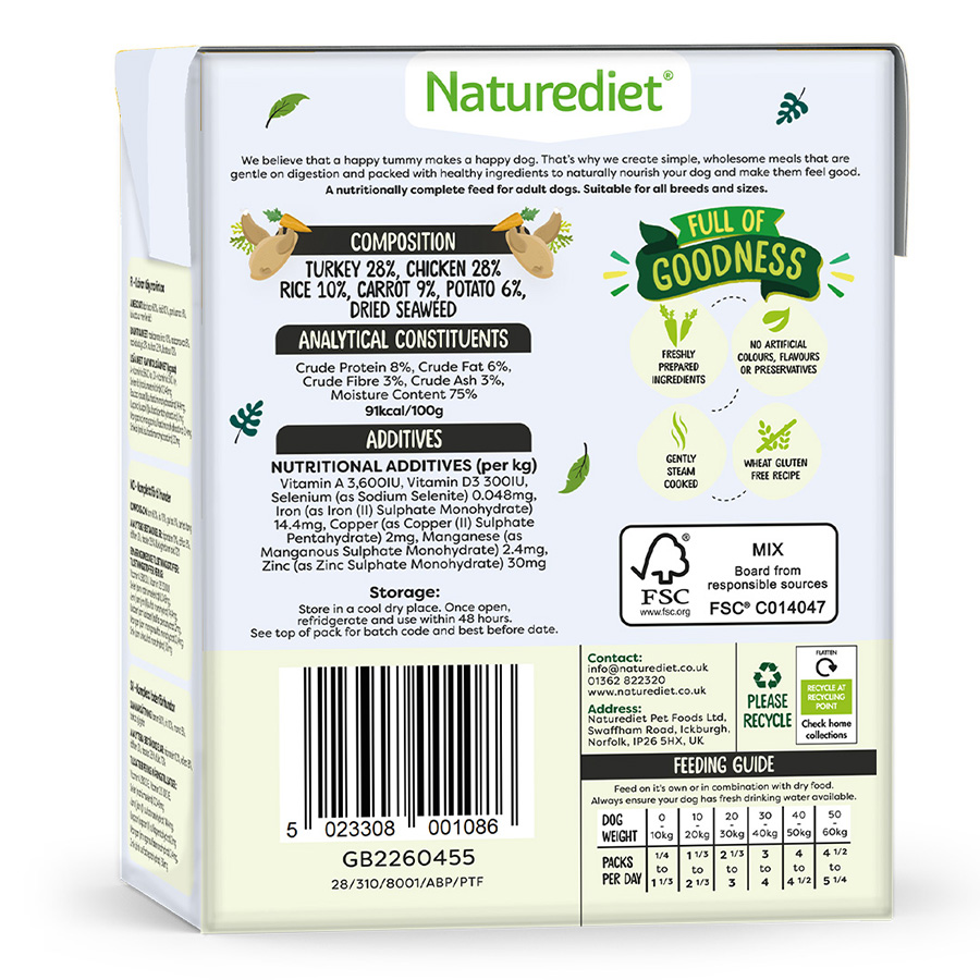 Naturediet Feel Good Senior Light Wet Dog Food Turkey Chicken Pets