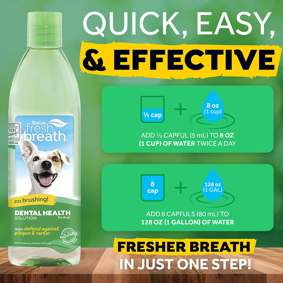 Tropiclean Fresh Breath Dental Health Solution For Dogs Pets