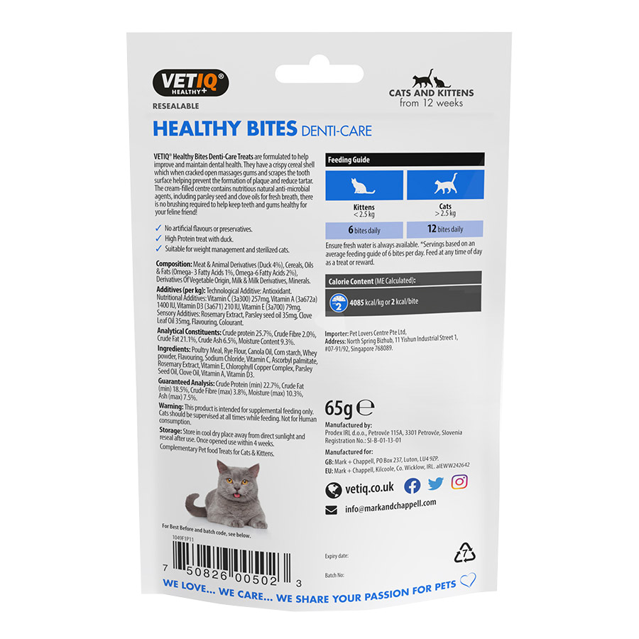 VetIQ Healthy Bites Breath Dental Cat Kitten Treats Pets