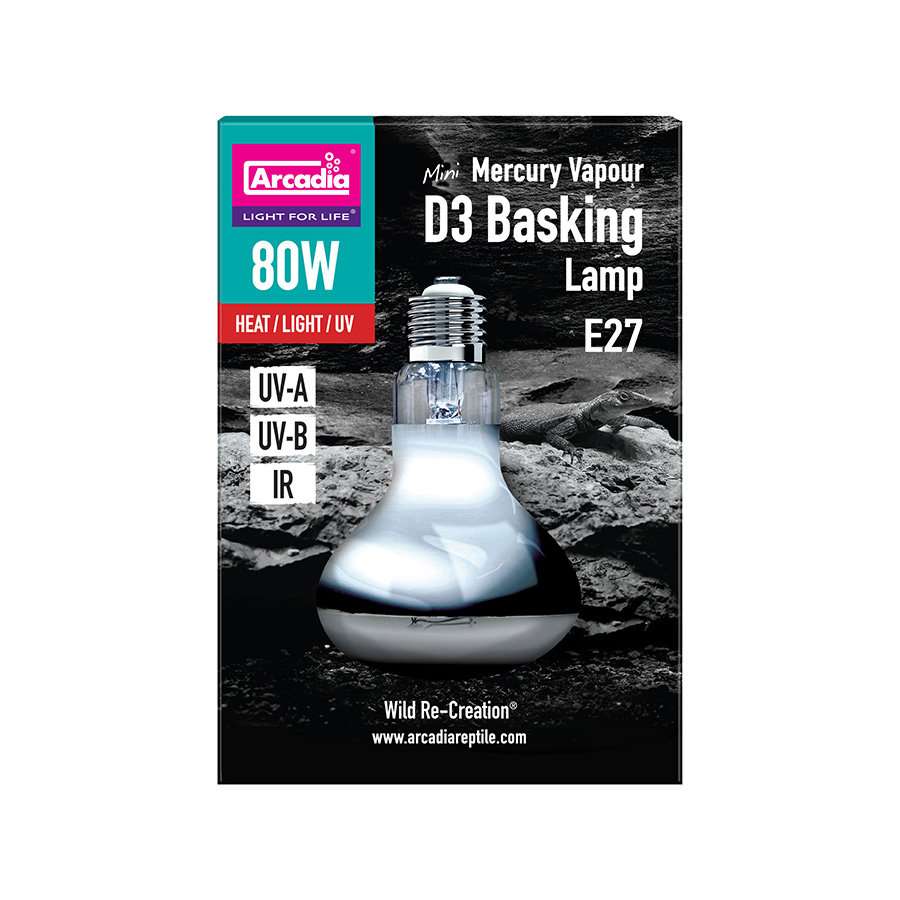 Arcadia 2nd Generation Mini D3 UV Basking Lamp 80W Pets