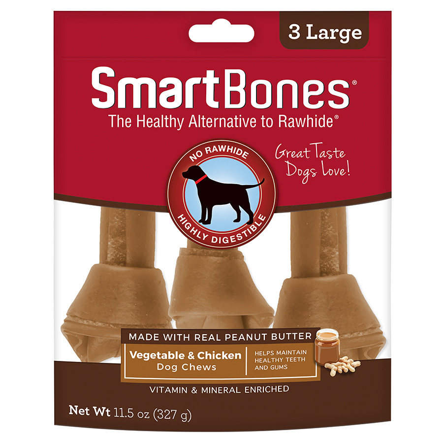 SmartBones Large Breed Dog Bone Chew Peanut Butter