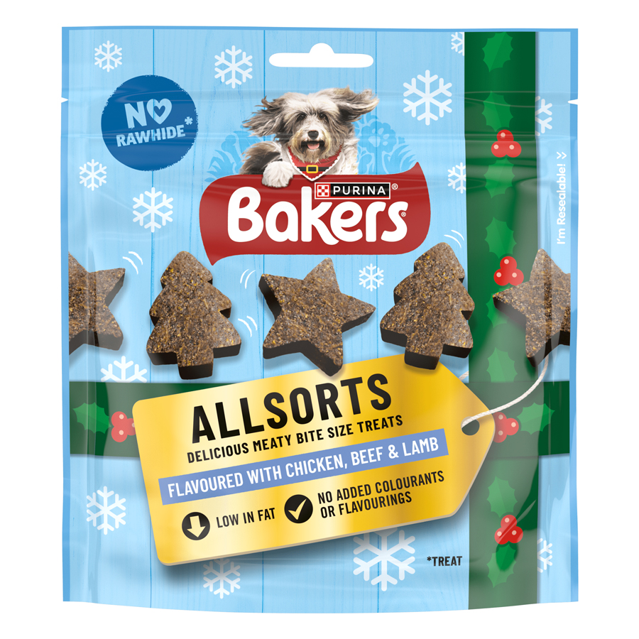 Bakers Allsorts Bitesize Dog Treats with Chicken Beef & Lamb