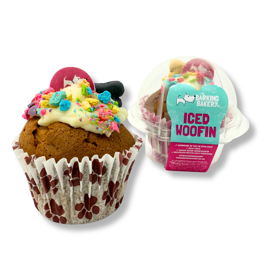 The Barking Bakery Sprinkle Vanilla Woofin with Vanilla Frosting