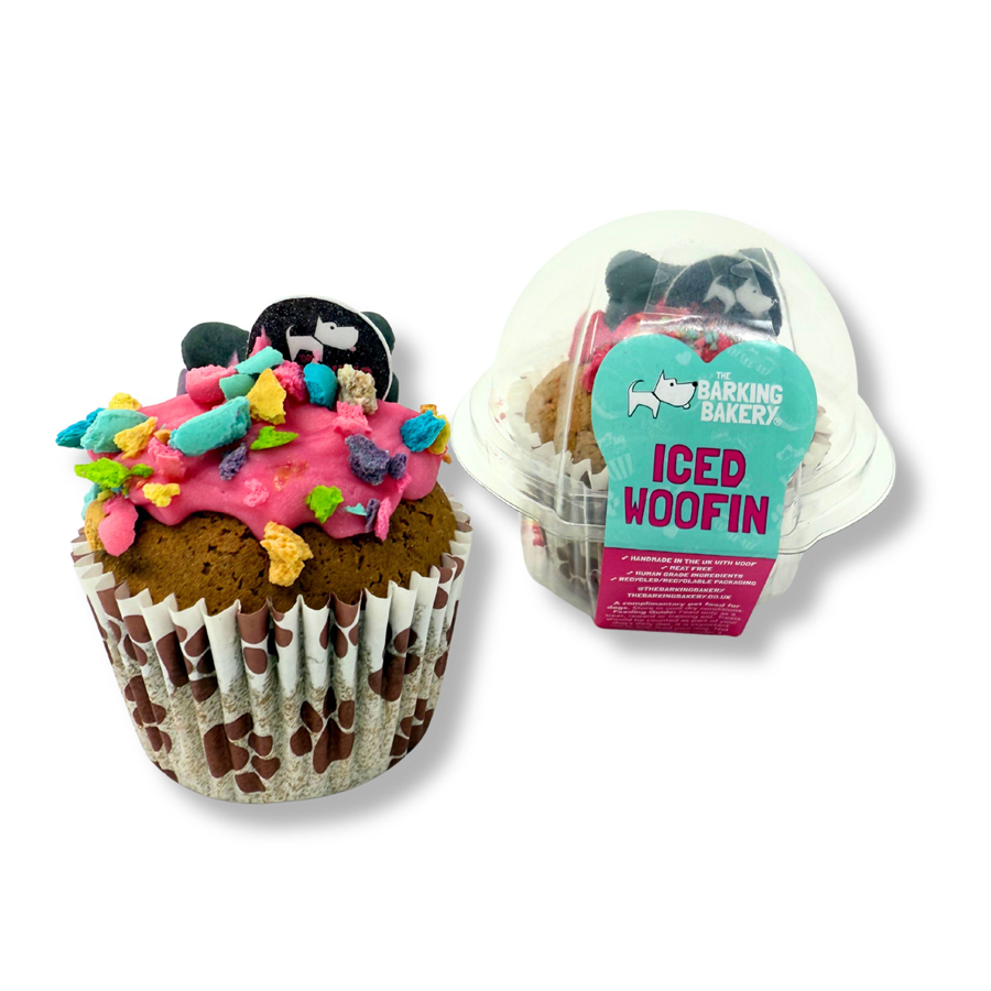 The Barking Bakery Sprinkle Carob Woofin with Pink Frosting