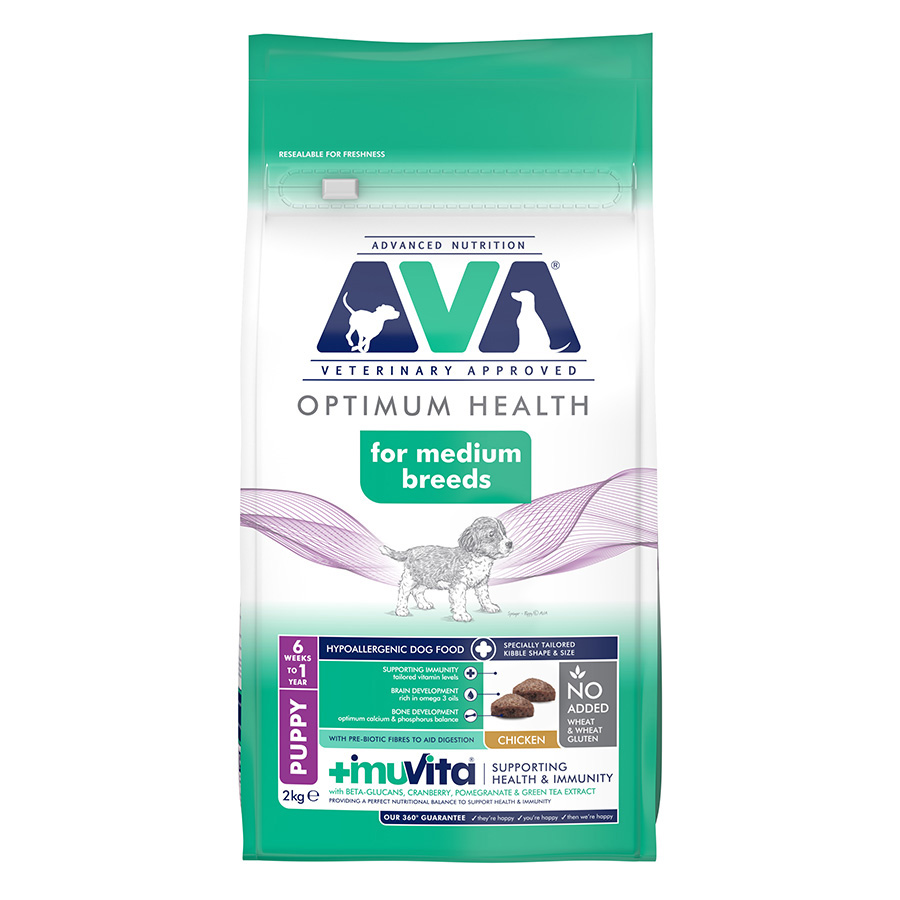 AVA Optimum Health Medium Breed Puppy Dry Dog Food Chicken