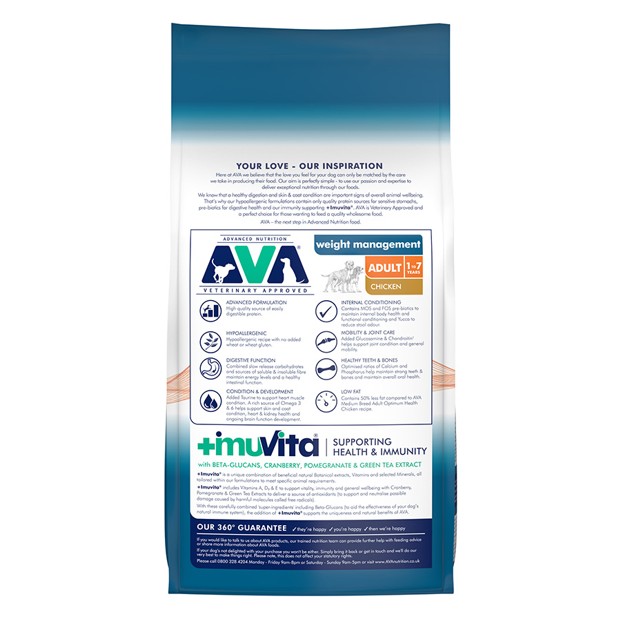 AVA Veterinary Approved Optimum Health Weight Management Adult Dry Dog Food Pets