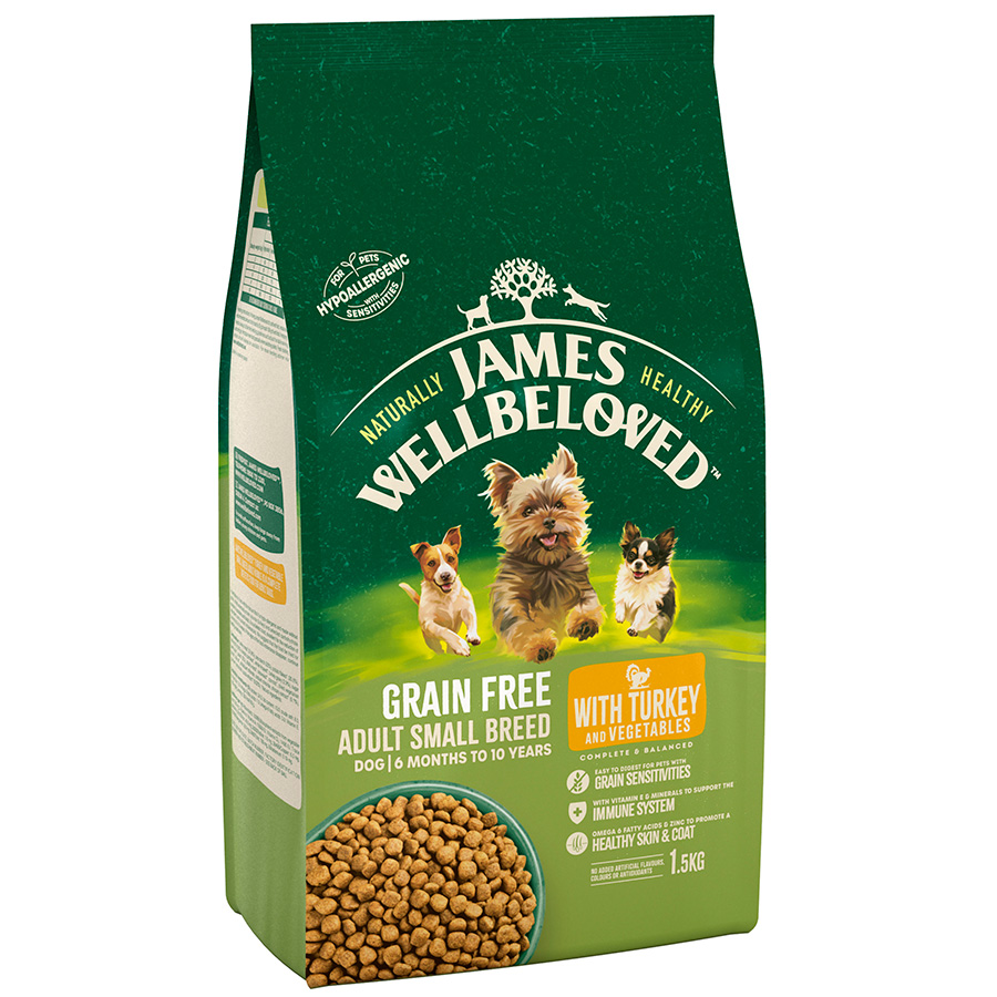 James Wellbeloved Grain Free Small Breed Adult Dry Dog Food Turkey Pets