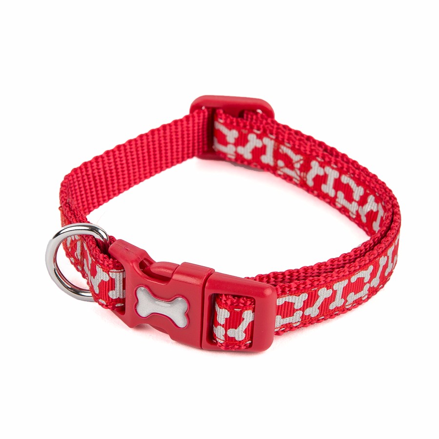 Pets At Home Reflective Bone Dog Collar Small Red