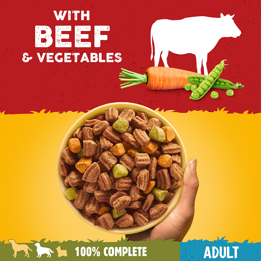 Pedigree Complete Adult Dry Dog Food Beef Vegetables Pets