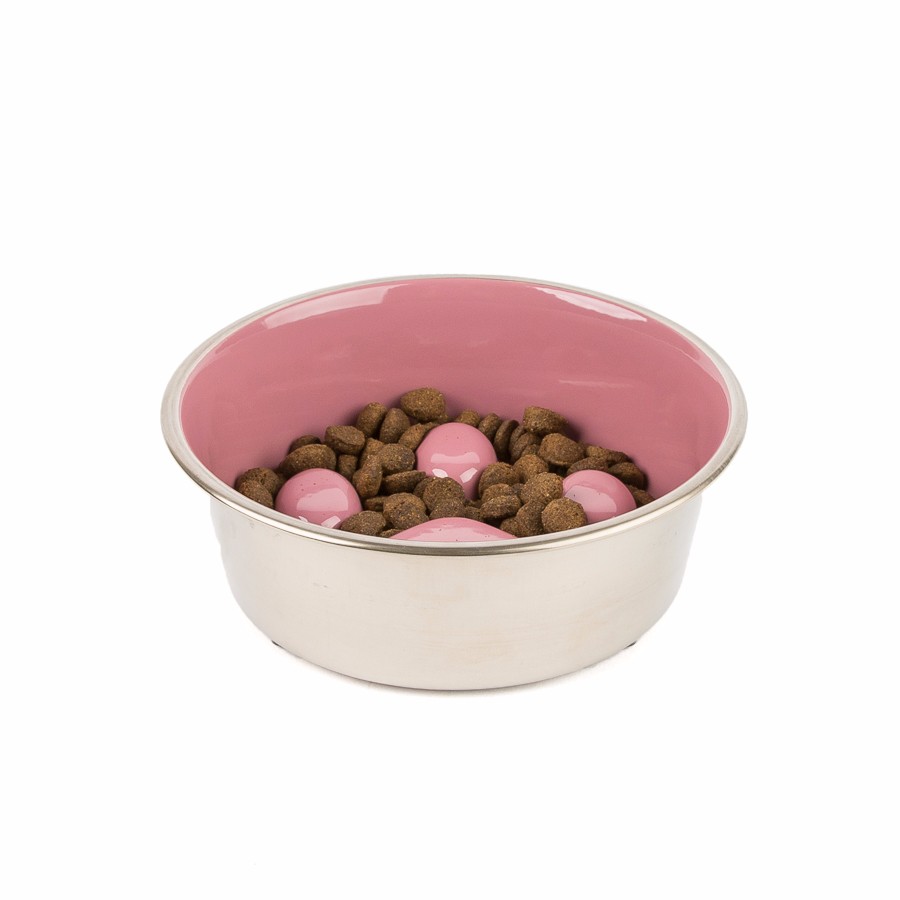 Pink dog food bowls hotsell