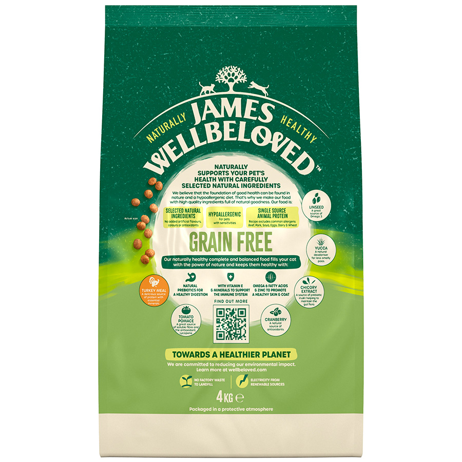 James Wellbeloved Grain Free Adult Cat Dry Food Turkey Pets