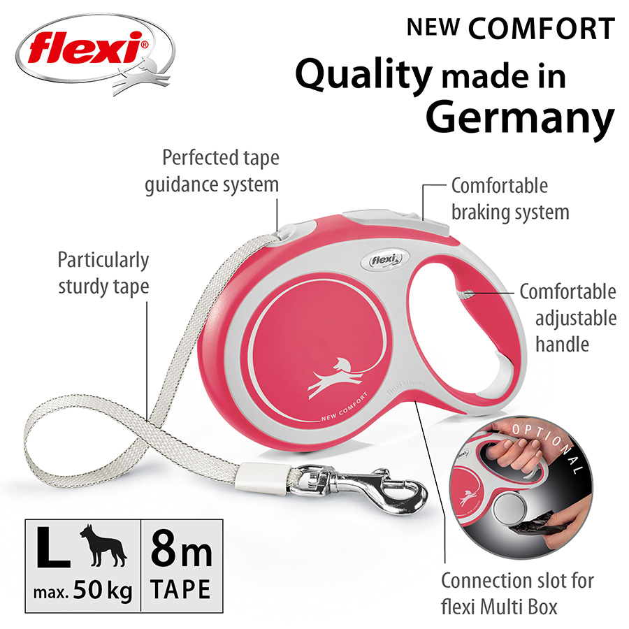 Flexi New Comfort Extending Dog Lead Large Red Pets