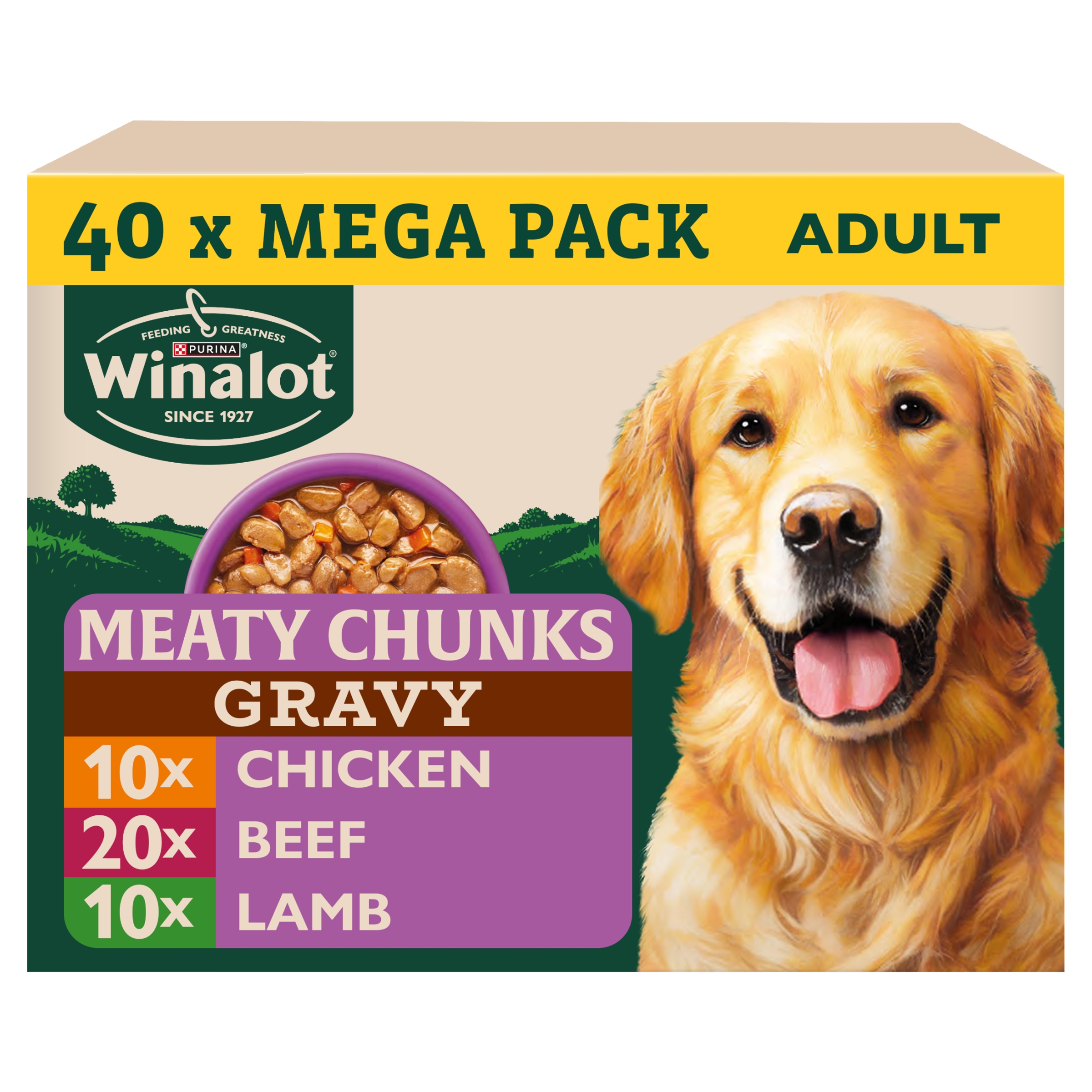 Winalot Meaty Chunks Adult Wet Dog Food Mixed in Gravy