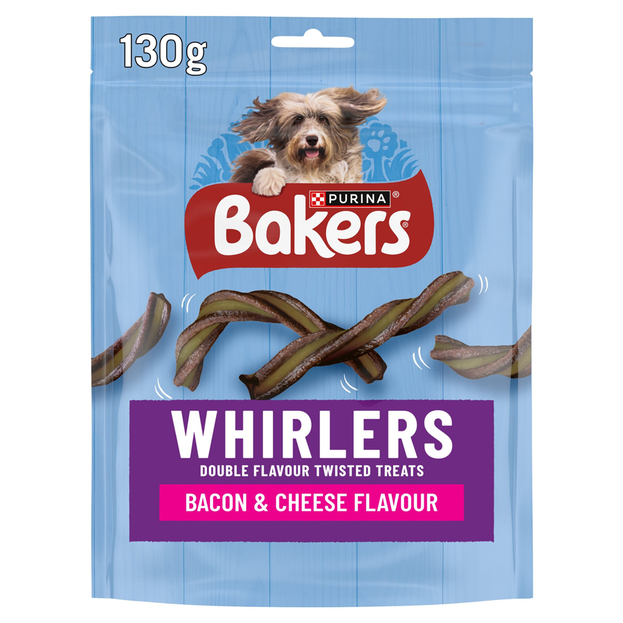 Bakers Whirlers Bacon & Cheese Double Flavour Dog Treats