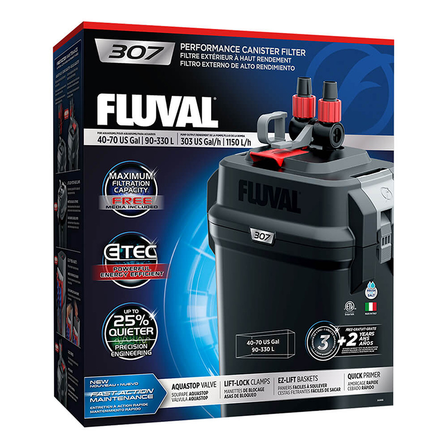 Fluval 307 External Aquarium Filter - Medium - For Medium to Large Aquariums