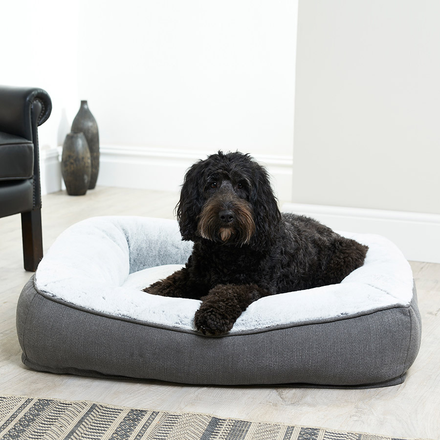 Pets at Home Memory Foam Square Dog Bed Grey Pets