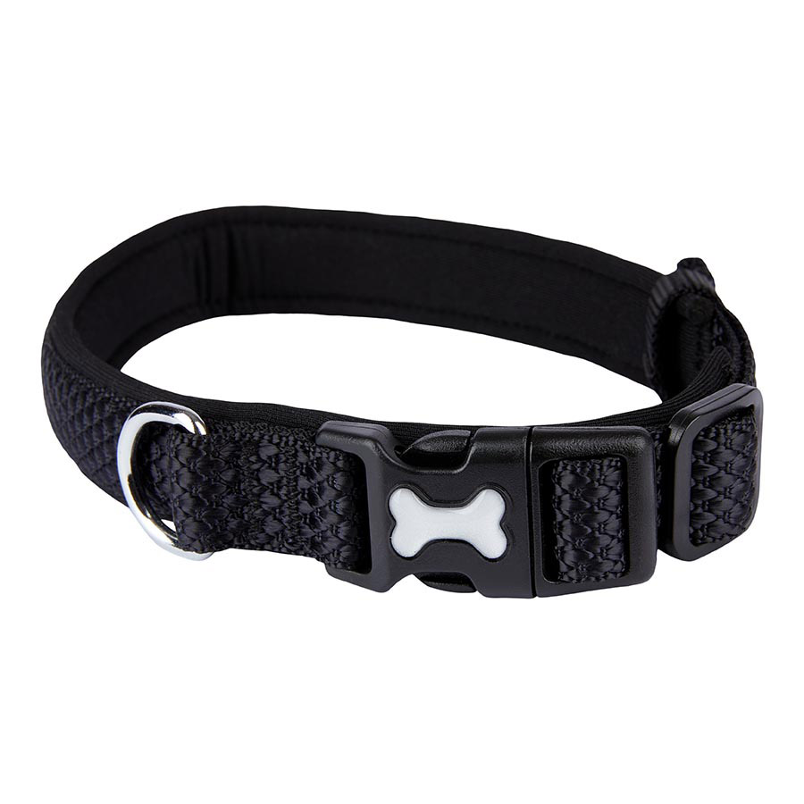 Pets at Home Woven Padded Dog Collar Black Pets