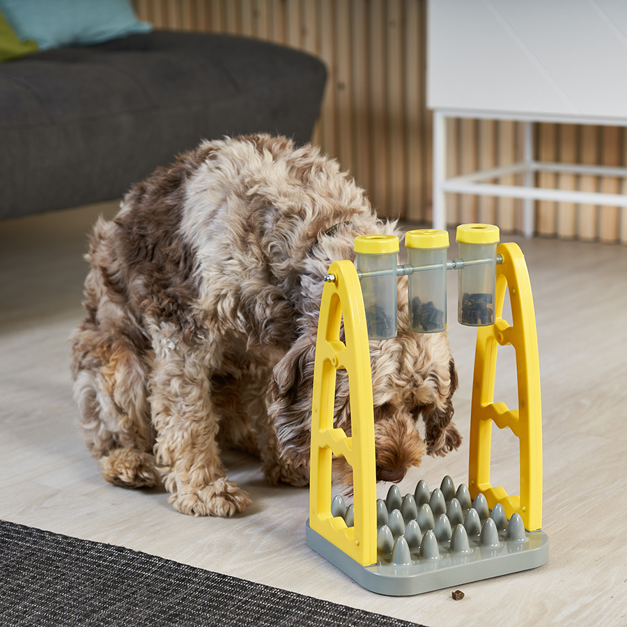 Pets at Home Treat Tube Tower Dog Toy Yellow Pets