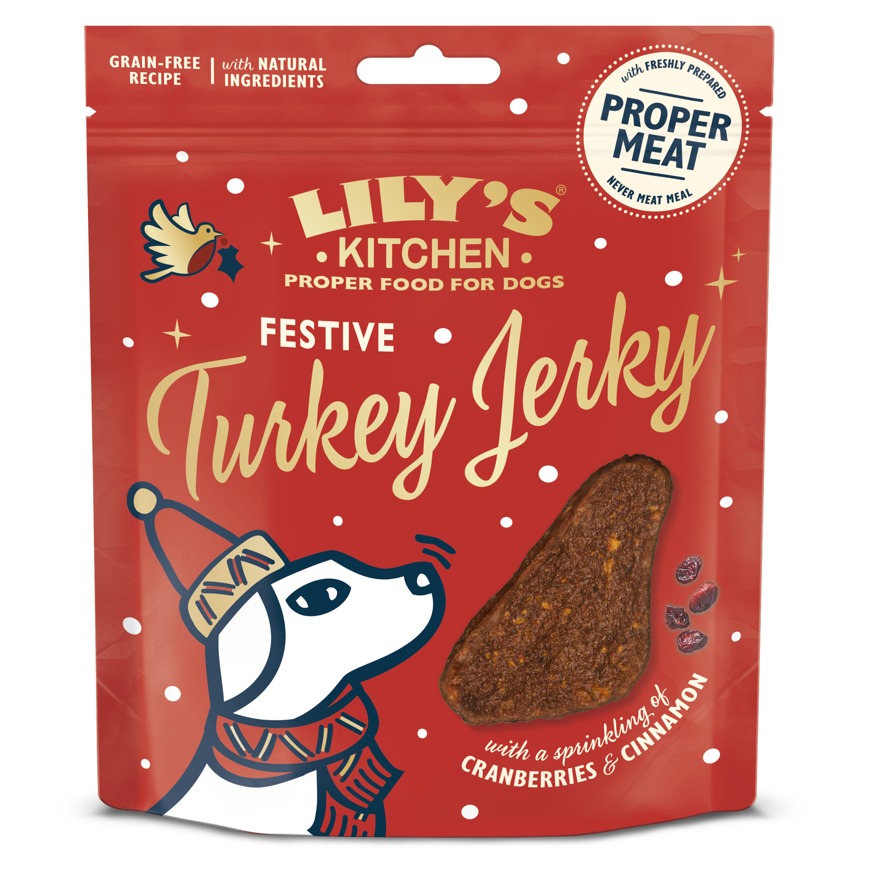 Lily's Kitchen Festive Turkey Jerky with Cranberries & Cinnamon Dog Treats
