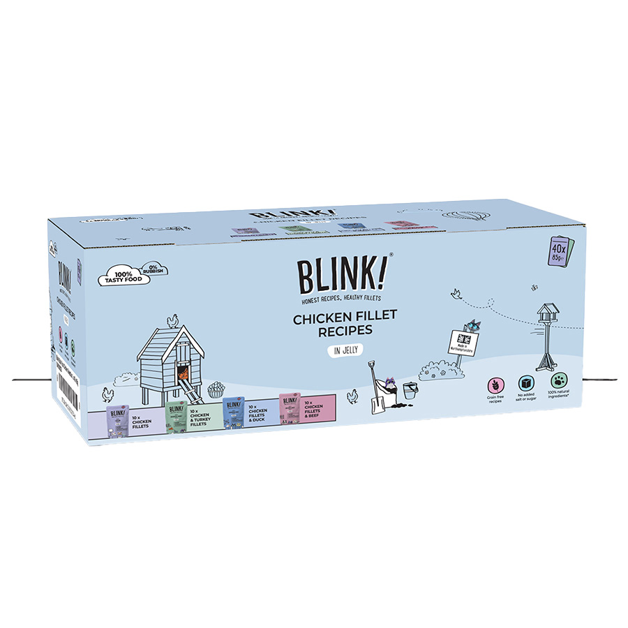 Blink! Fillet Selection In Jelly Wet Adult Cat Food Chicken 40 X 85G Pouches