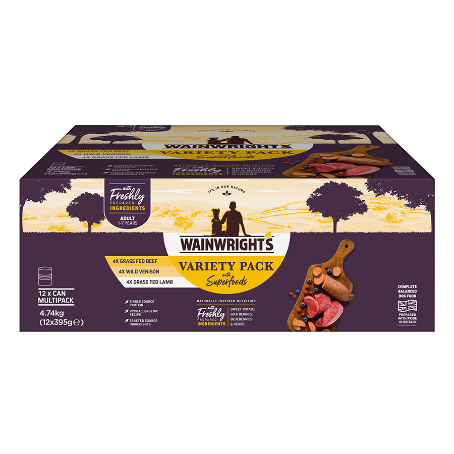 Wainwright's Superfoods Wet Adult Dog Food Variety Pack 12X395G Cans