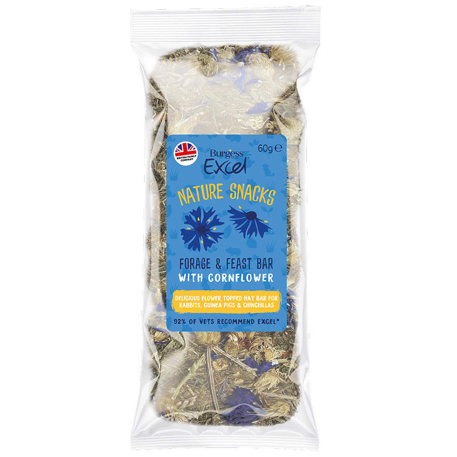 Burgess Excel Nature Small Animal Snacks Forage And Feast Hay Bars Cornflower 60G