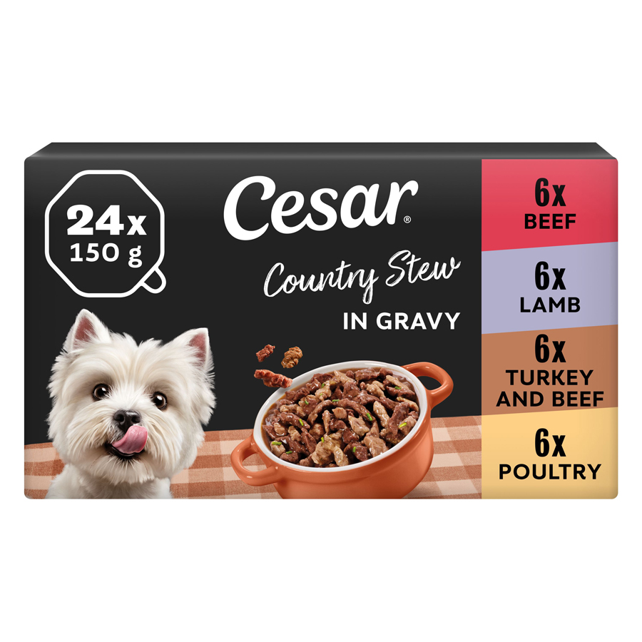 Cesar Country Stew Wet Adult Dog Food Mixed In Loaf