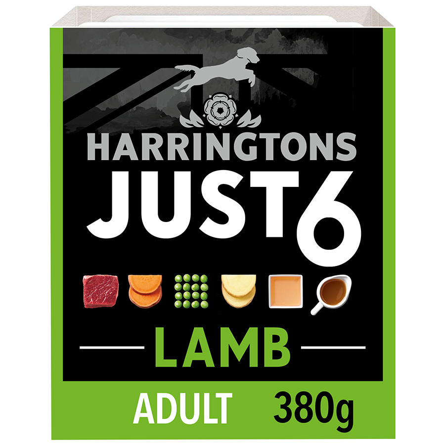 Harringtons Just 6 Complete Wet Adult Dog Food Lamb 380G Tray