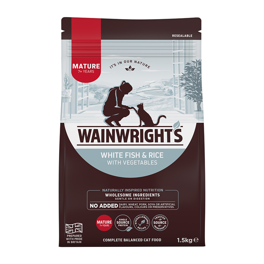Wainwright's Dry Mature Cat Food Whitefish & Rice With Vegetables 1.5Kg