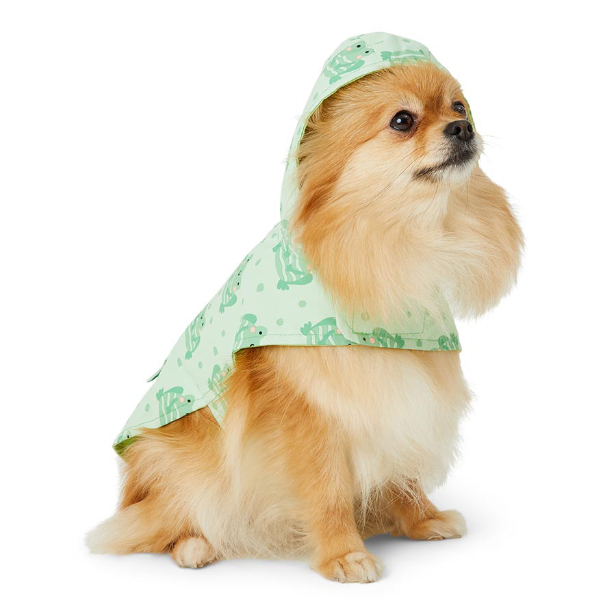 Just For Puppy Frog Print Raincoat Green Pets