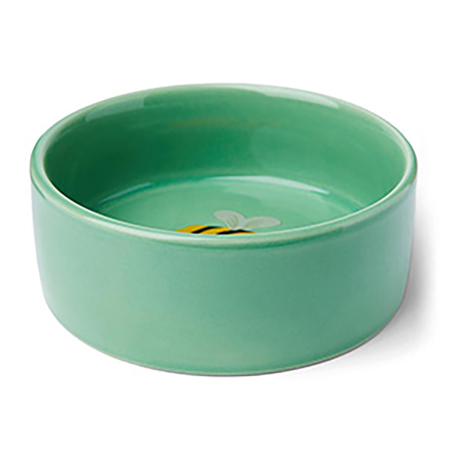 Just For Puppy Bee Ceramic Feeding Bowl Green