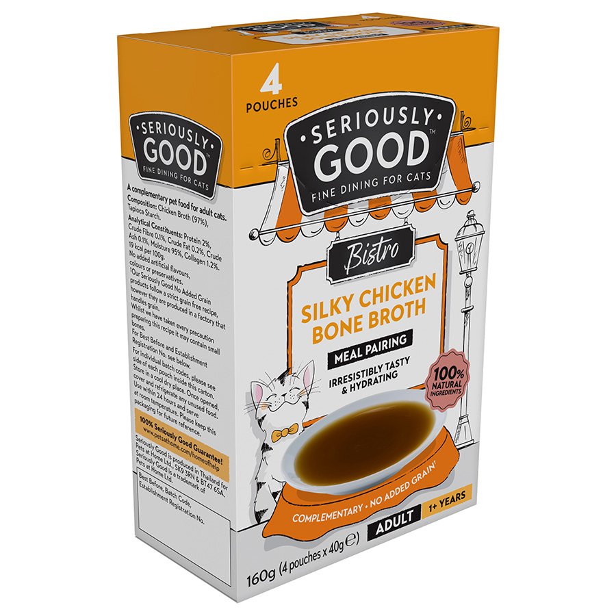 Seriously Good Wet Adult Cat Food Topper Chicken Bone Broth