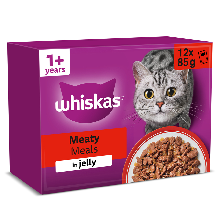 Whiskas 1+ Adult Wet Cat Food Meaty Meals In Jelly
