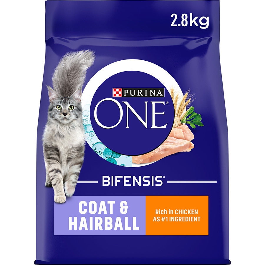 Purina ONE Coat Hairball Adult Dry Cat Food Chicken Pets