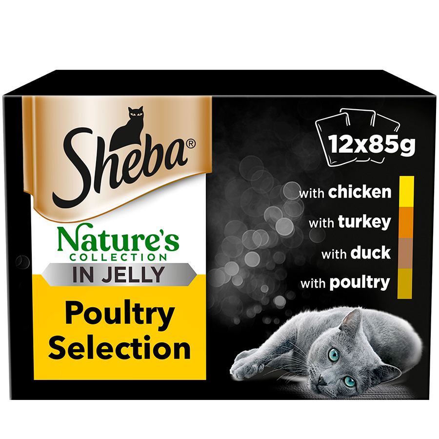 Sheba Natures Collection Wet Adult Cat Food Poultry Selection In Jelly 12 X 85G