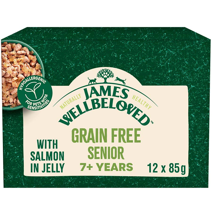 James Wellbeloved Grain Free Senior 7 Wet Cat Food Salmon Jelly Pets