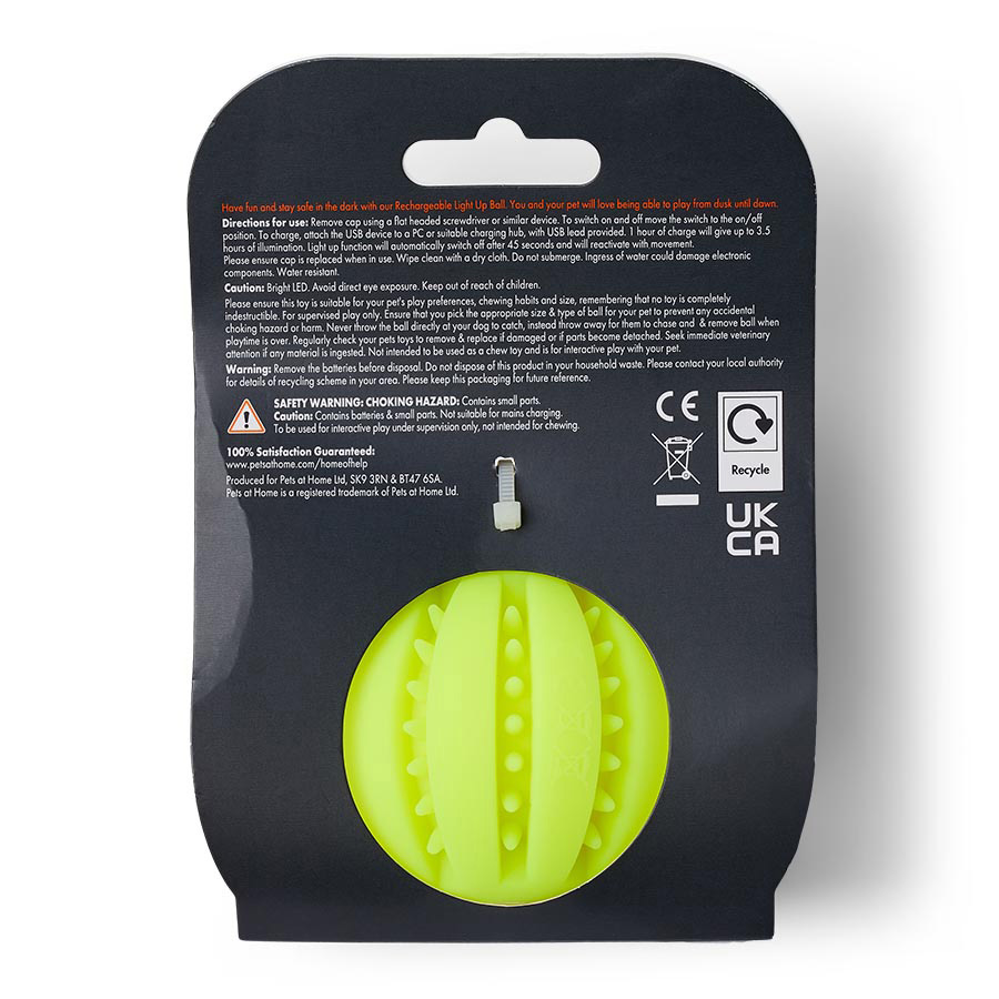 Pets at Home Rechargeable Light Up Dog Ball Pets