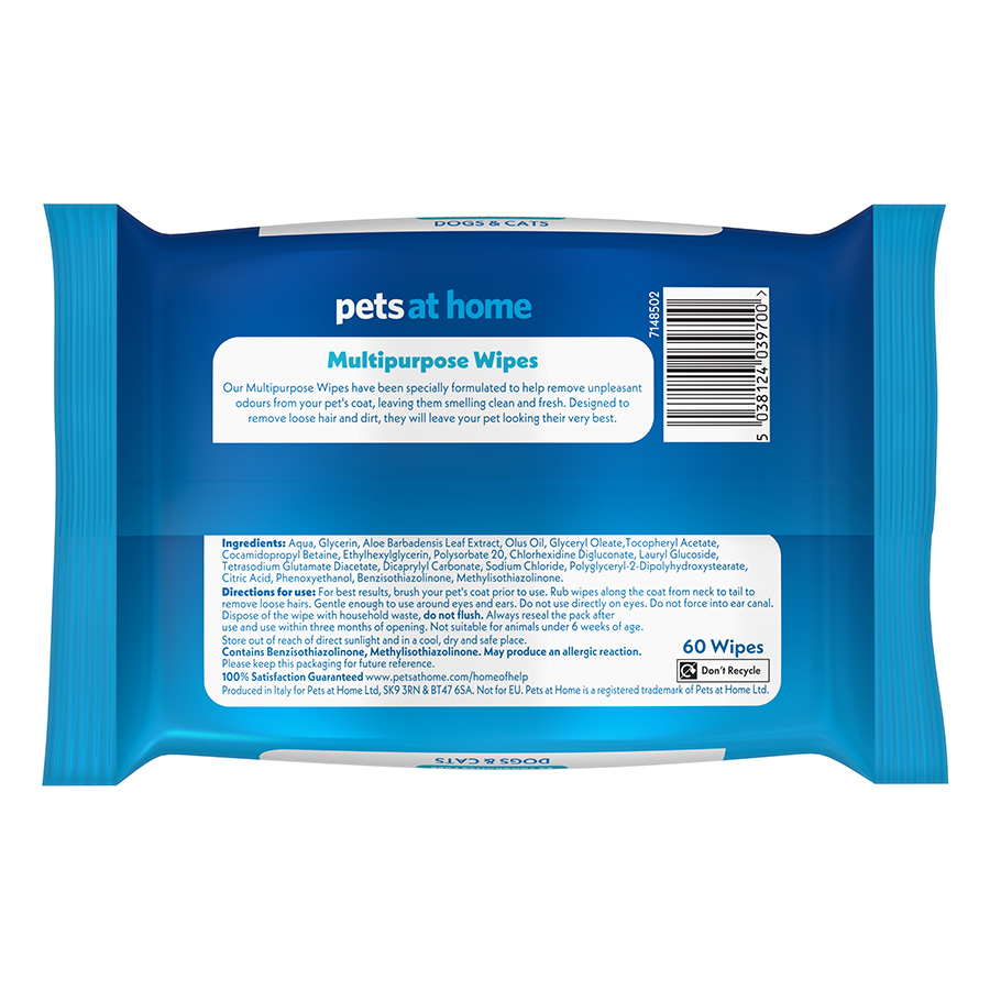 Pets at Home Multipurpose Wipes for Dogs Cats Pets