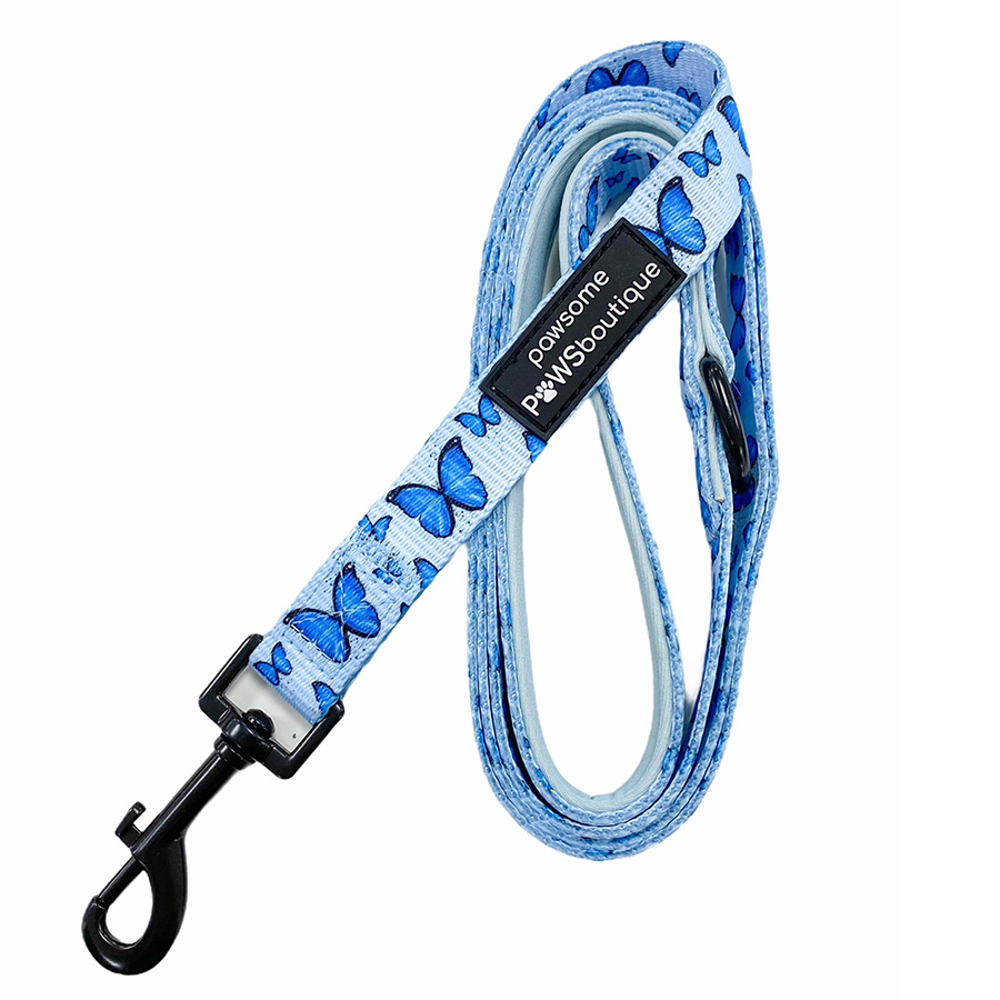 Pawsome Paws Boutique Patterned Fabric Dog Lead Nova Blue