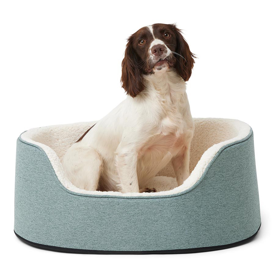 Pets at Home Linen Oval Dog Bed Green