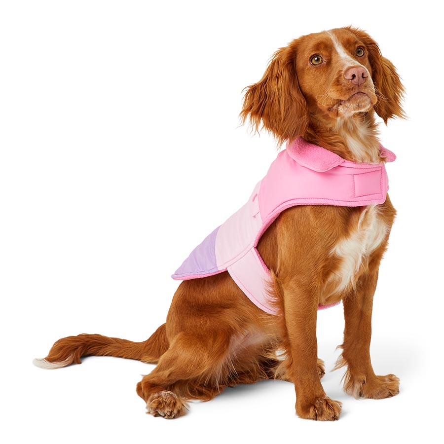 Pets At Home Colourblock Dog Puffer Jacket Pink Small