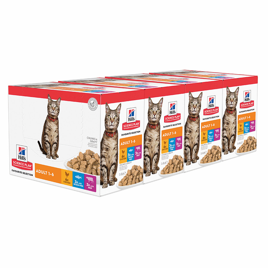 Hill’s Science Plan Adult Wet Cat Food Chicken, Beef & Ocean Fish | Pets