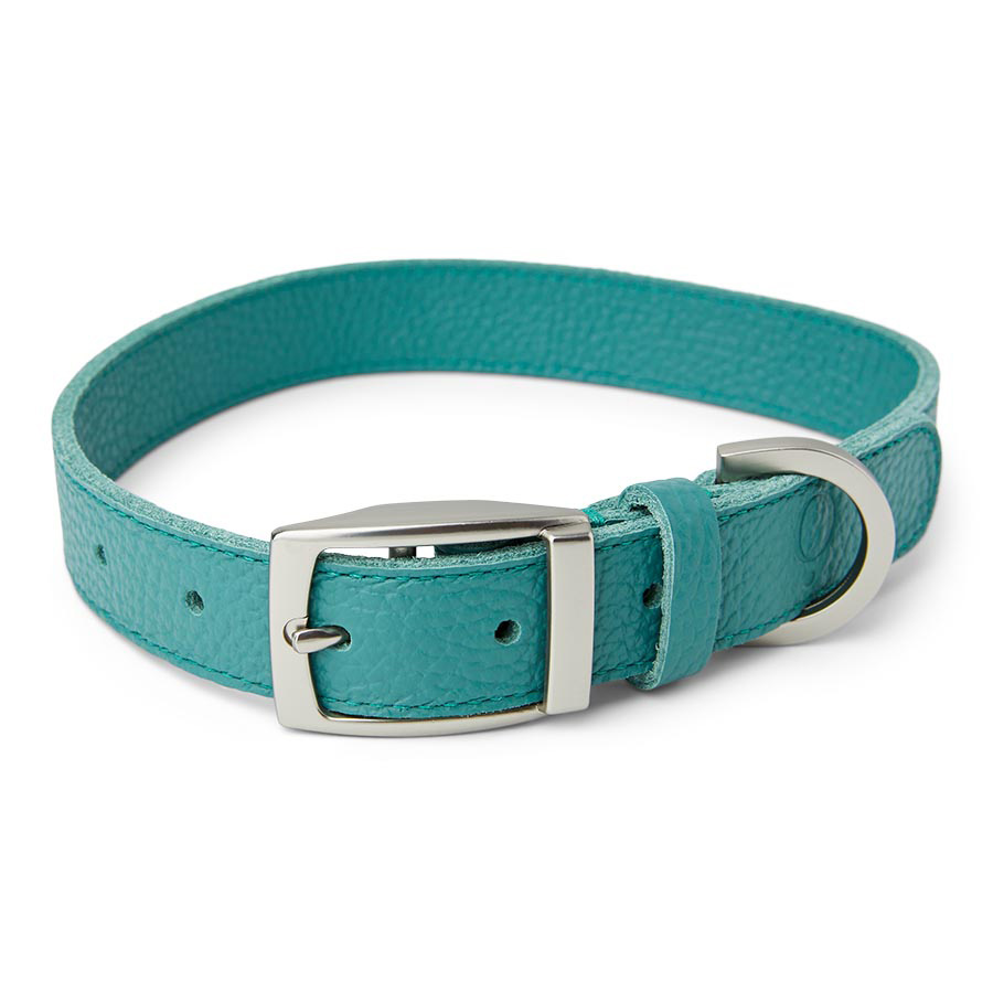 Noble Handcrafted Straight Leather Dog Collar Green Large