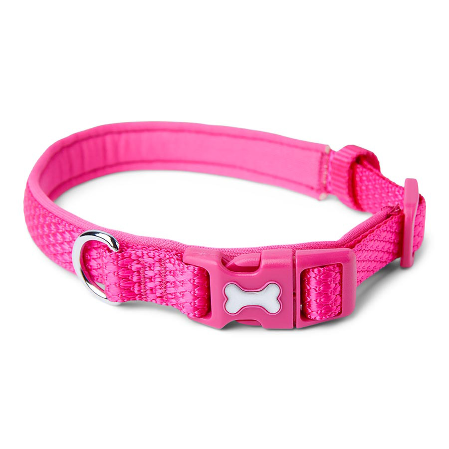 Pets at Home Design Padded Dog Collar Pink Pets