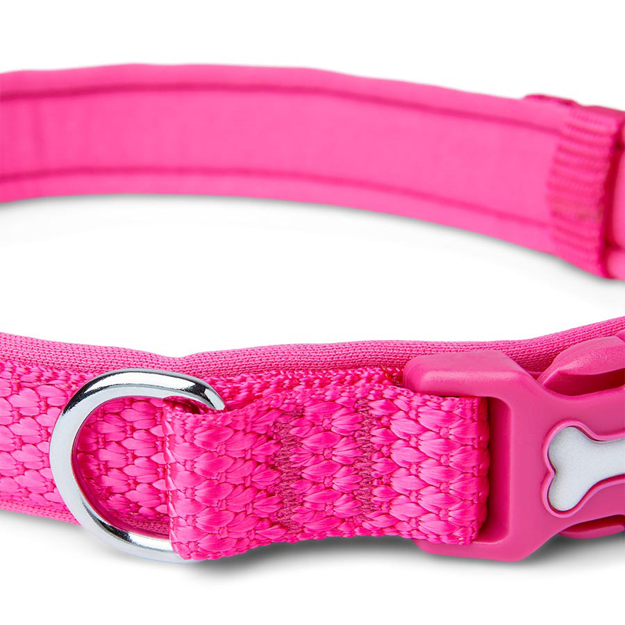 Pets at Home Design Padded Dog Collar Pink Pets