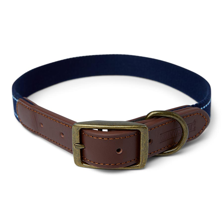 Wainwright's Leather Trim Dog Collar Navy Medium